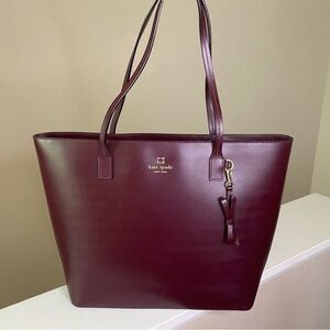 Kate Spade Cara Leather Maroon Tote Shoulder Bag